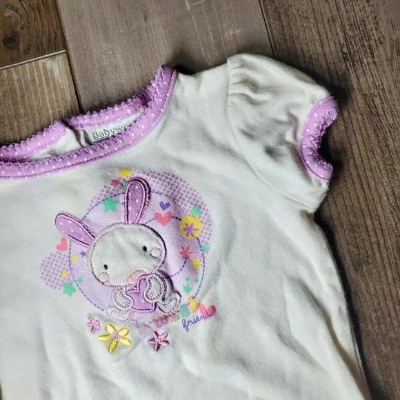 BabyWorks "Sweet Friend" Glittery White and Purple Polka Dot Bunny Top 3-6MOS - Picture 9 of 12